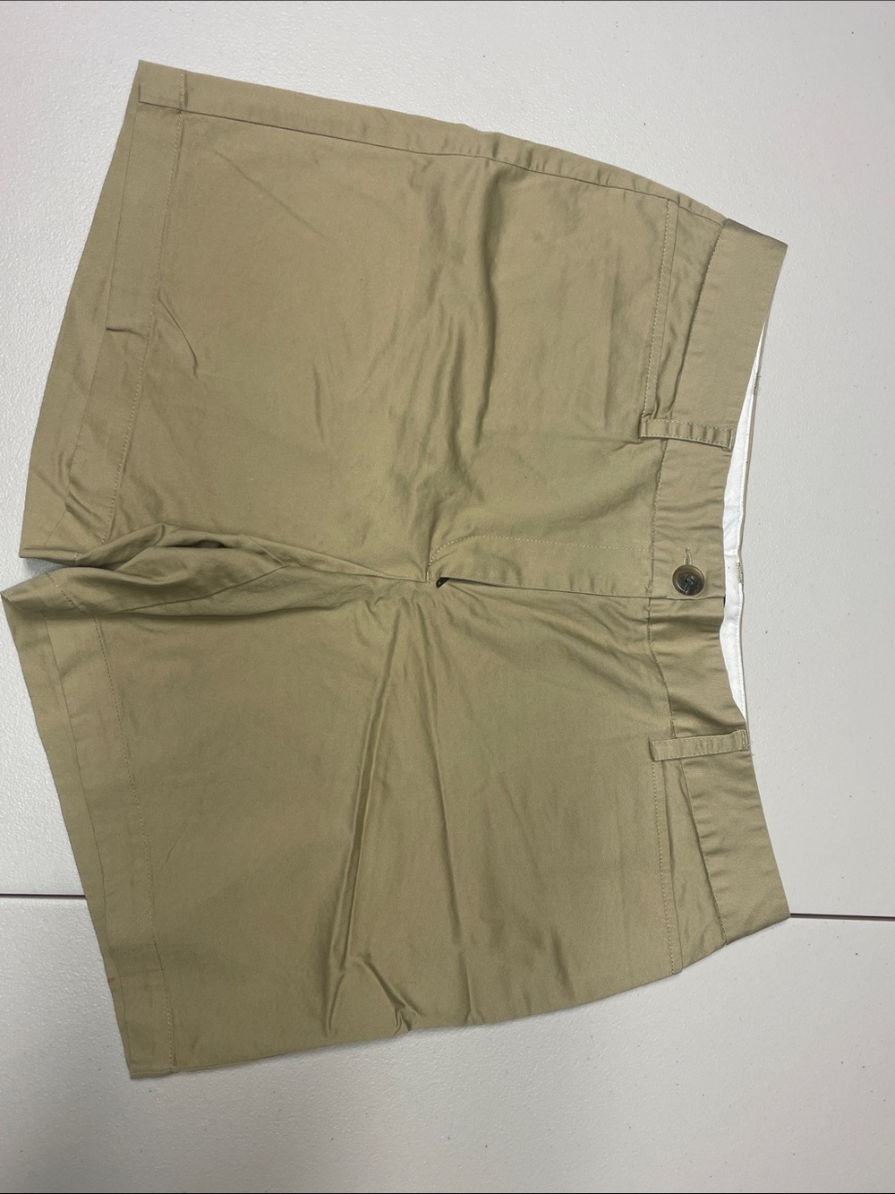 Lands' End Beige Shorts with Blue Waistband Trim